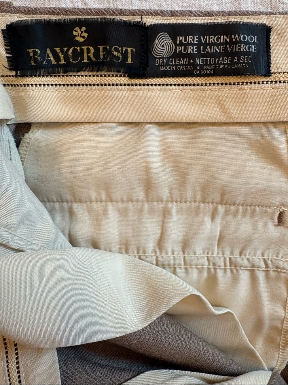 Vintage Wide Leg Brown Wool Trousers by Baycrest Made in Canada Size 18/XXL Fall - Picture 10 of 11
